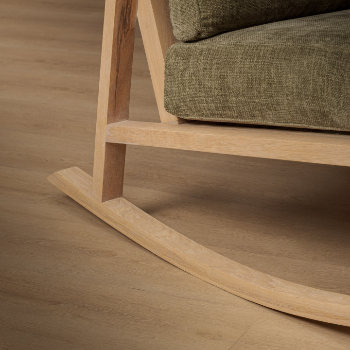 Arabella Fabric Rocking Chair - Oak - Olive Wave - 8