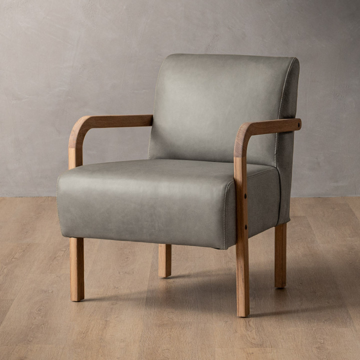Palmiet Leather Armchair - Blackwood - Grey - 1