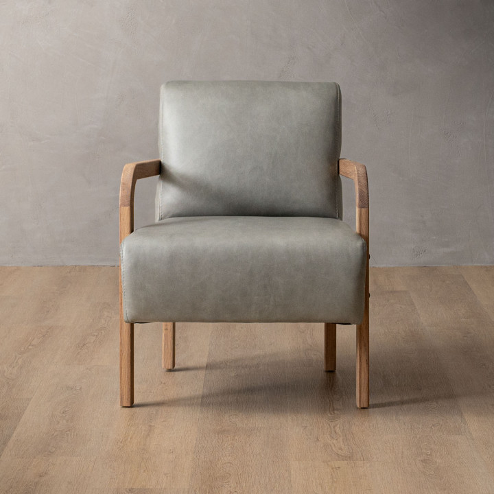 Palmiet Leather Armchair - Blackwood - Grey - 3
