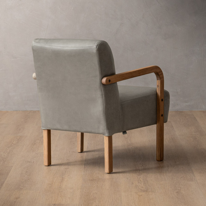 Palmiet Leather Armchair - Blackwood - Grey - 5