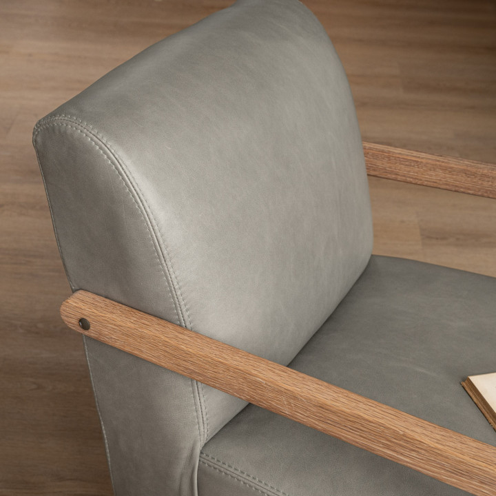 Palmiet Leather Armchair - Blackwood - Grey - 6