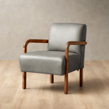 Palmiet Leather Armchair - Blackwood - Pepper - 1