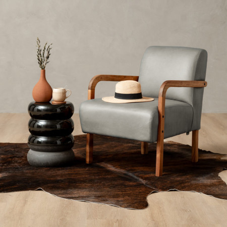 Palmiet Leather Armchair - Blackwood - Pepper