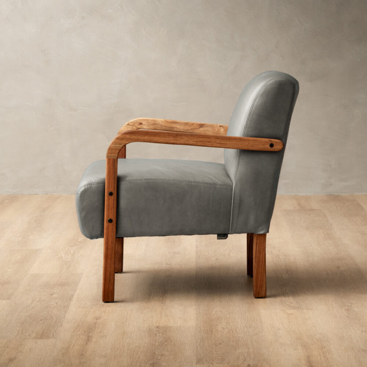 Palmiet Leather Armchair - Blackwood - Pepper - 5