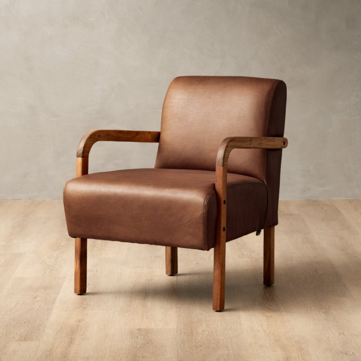 Palmiet Leather Armchair - Blackwood - Butterscotch - 1