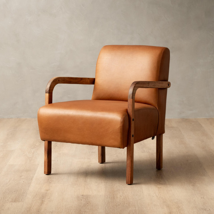 Palmiet Leather Armchair - Blackwood - Ginger - 1