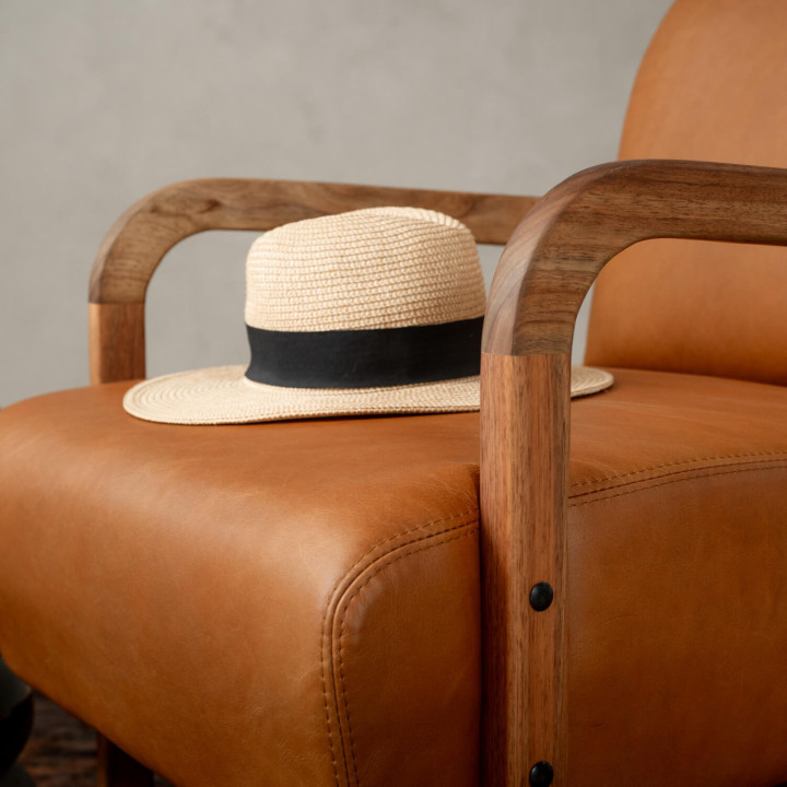 Palmiet Leather Armchair - Blackwood - Ginger - 6