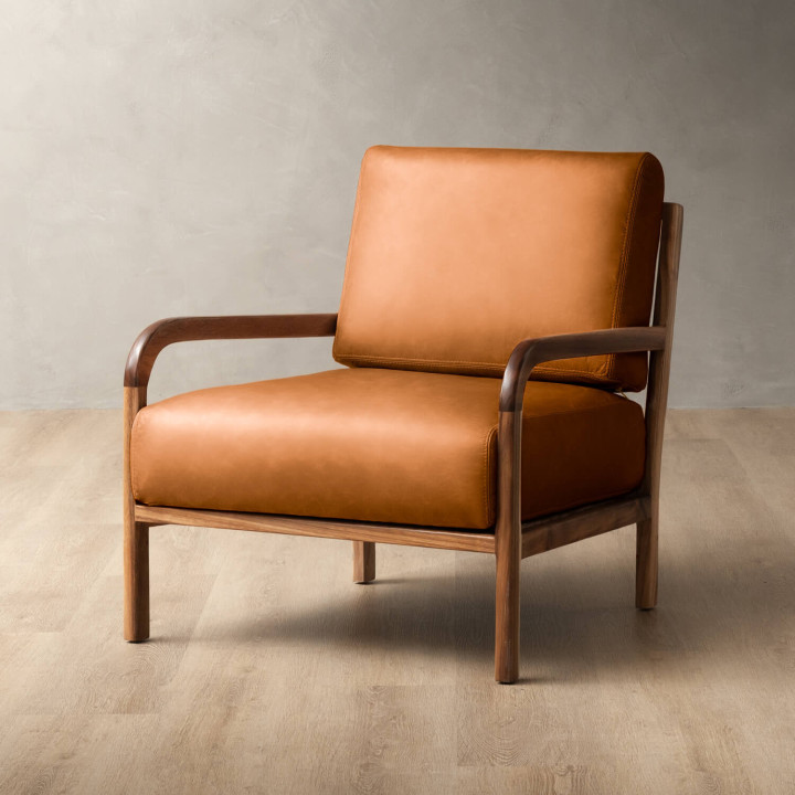 Vrede Leather Armchair - Blackwood - Ginger - 1
