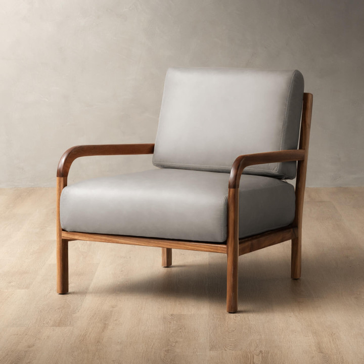 Vrede Leather Armchair - Blackwood - Grey - 1