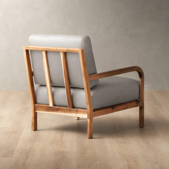 Vrede Leather Armchair - Blackwood - Grey - 2