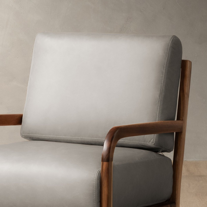 Vrede Leather Armchair - Blackwood - Grey - 3