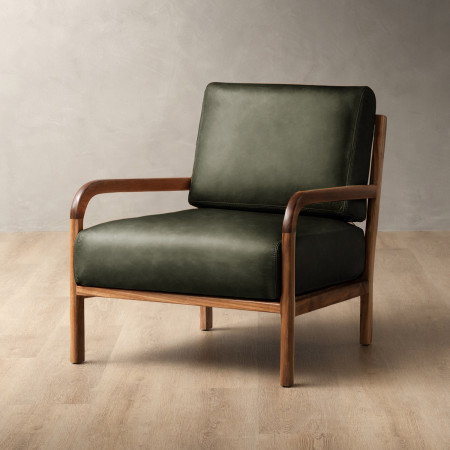 Vrede Leather Armchair - Blackwood - Olive