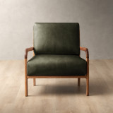 Vrede Leather Armchair - Blackwood - Olive - 2