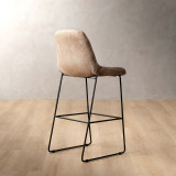 Hand-Stitched Leather Counter Bar Chair - Taupe - 3