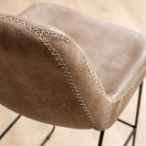 Hand-Stitched Leather Counter Bar Chair - Taupe - 5