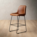 Hand-Stitched Leather Counter Bar Chair - Butterscotch - 1