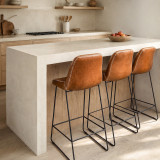 Hand-Stitched Leather Counter Bar Chair - Butterscotch - 2