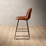 Hand-Stitched Leather Counter Bar Chair - Butterscotch - 4