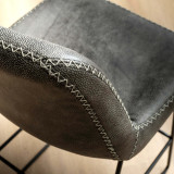 Hand-Stitched Leather Counter Bar Chair - Charcoal - 3