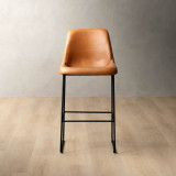 Hand-Stitched Leather Counter Bar Chair - Ginger - 2