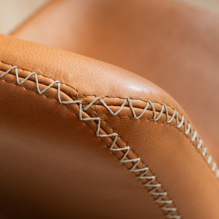 Hand-Stitched Leather Counter Bar Chair - Ginger - 3