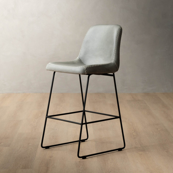 Hand-Stitched Leather Counter Bar Chair - Pepper - 1
