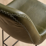 Hand-Stitched Leather Counter Bar Chair - Olive - 6