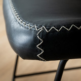Hand-Stitched Leather Counter Bar Chair - Black - 6