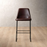 Hand-Stitched Leather Counter Bar Chair - Coffee - 2