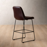 Hand-Stitched Leather Counter Bar Chair - Coffee - 3