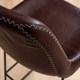 Hand-Stitched Leather Counter Bar Chair - Coffee - 5