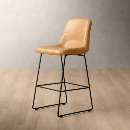Hand-Stitched Leather Counter Bar Chair - Desert