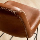 Hand-Stitched Tall Leather Bar Chair - Butterscotch - 5