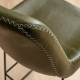 Hand-Stitched Tall Leather Bar Chair - Olive - 6