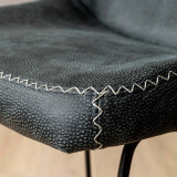 Hand-Stitched Tall Leather Bar Chair - Midnight - 5