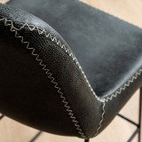 Hand-Stitched Tall Leather Bar Chair - Midnight - 6