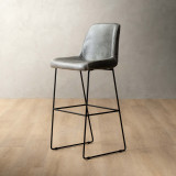 Hand-Stitched Tall Leather Bar Chair - Pepper - 1