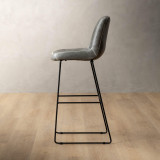 Hand-Stitched Tall Leather Bar Chair - Pepper - 3
