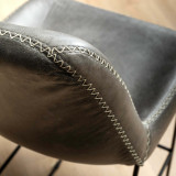Hand-Stitched Tall Leather Bar Chair - Pepper - 6