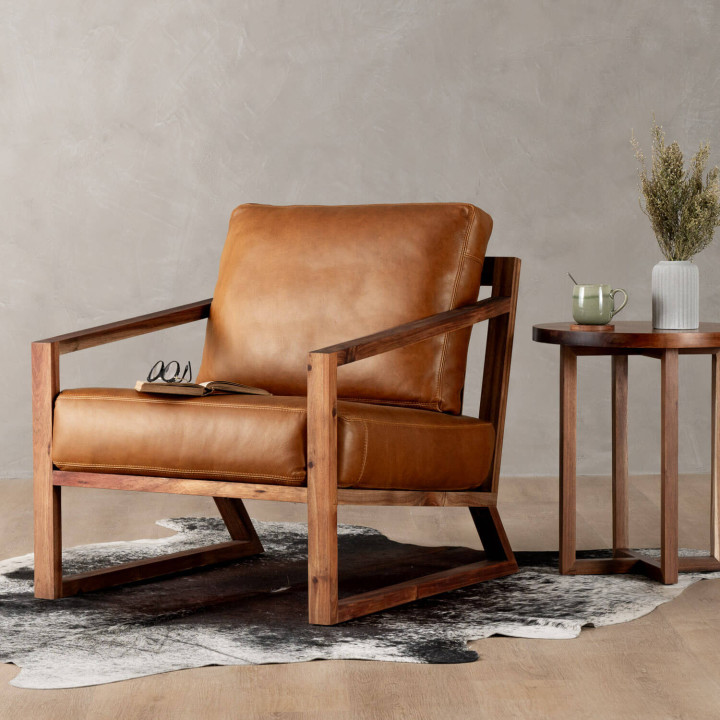 Clarens Leather Armchair - Blackwood - Ginger - 2