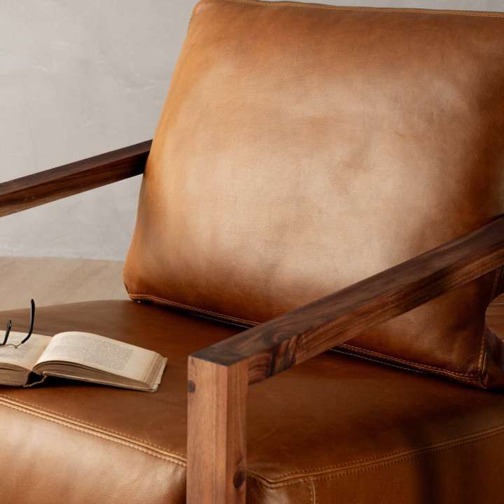 Clarens Leather Armchair - Blackwood - Ginger - 3