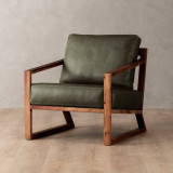 Clarens Leather Armchair - Blackwood - Olive - 1