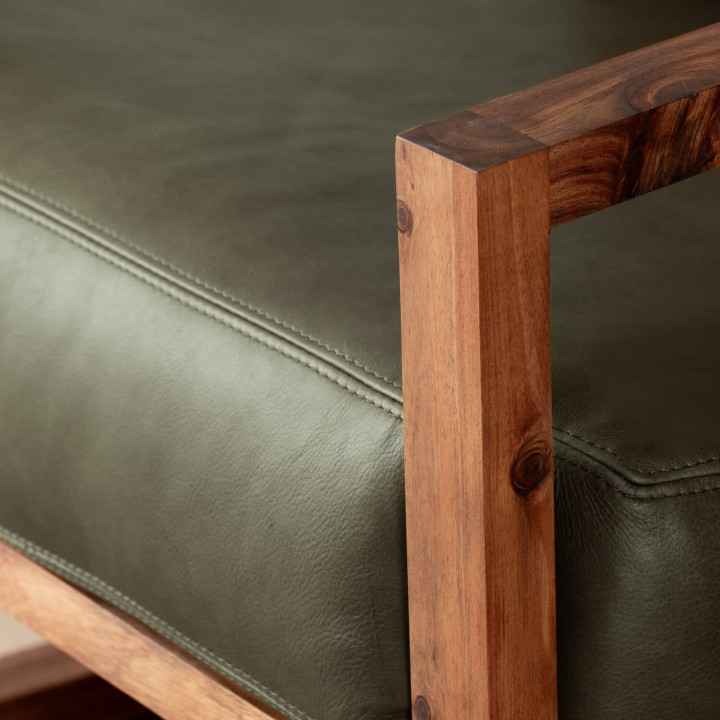 Clarens Leather Armchair - Blackwood - Olive - 7