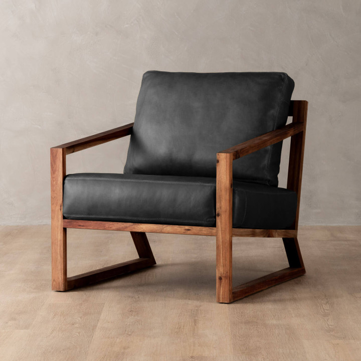 Clarens Leather Armchair - Blackwood - Black - 1