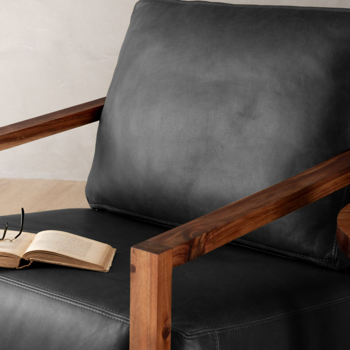Clarens Leather Armchair - Blackwood - Black - 3
