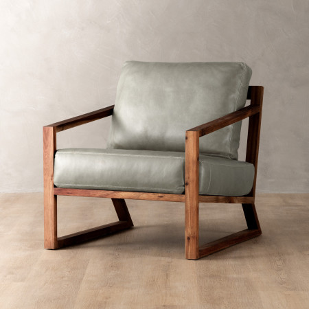 Clarens Leather Armchair - Blackwood - Grey