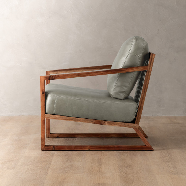Clarens Leather Armchair - Blackwood - Grey - 3
