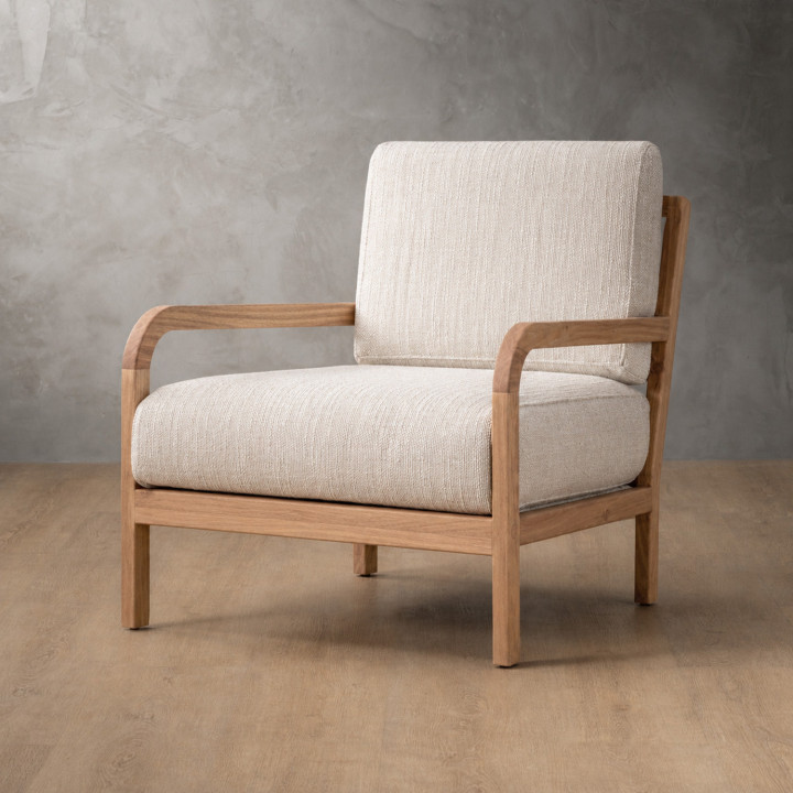 Vrede Fabric Armchair - Oak - Sea Sand - 1