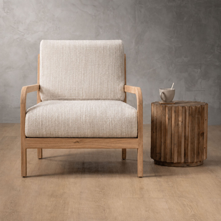 Vrede Fabric Armchair - Oak - Sea Sand - 2