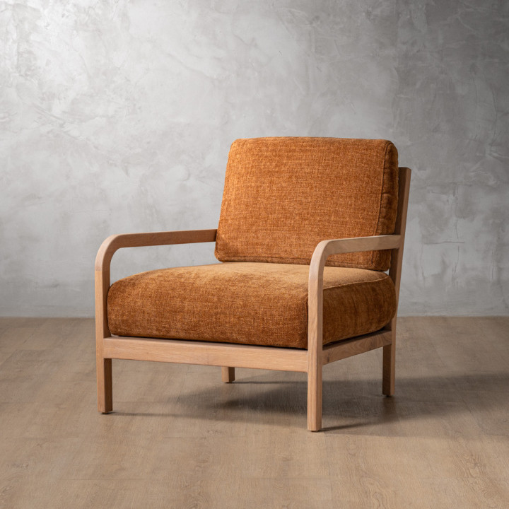 Vrede Fabric Armchair - Oak - Honey Wave - 1